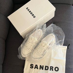 Sandro Iconic Flame Sneaker White Grey 37 Brand New With Box and Dust bag